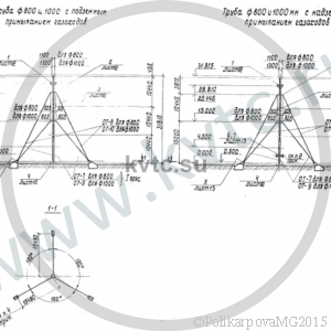 Чертеж дымовой трубы на растяжках 800, 1000