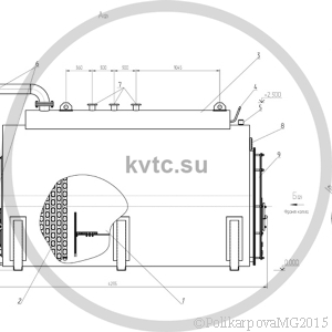 Чертеж парогенератора 1000 кг на угле. Вид 2