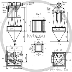 Чертеж циклона ЦН-15-500-6CП