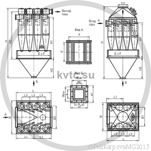 Чертеж циклона ЦН-15-500-8CП