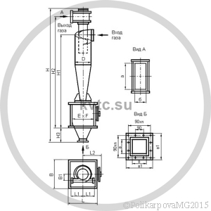 Чертеж циклона ЦН-15-900-1УП