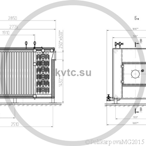 Чертеж газового котла 1 МВт. Вид 2