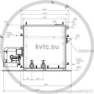 Чертеж газового котла 1,5 МВт. Вид 2